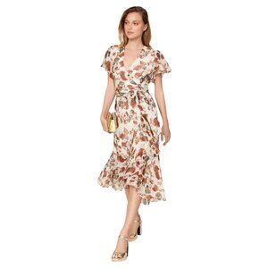 Floral Wrap Dress - Brown and Cream